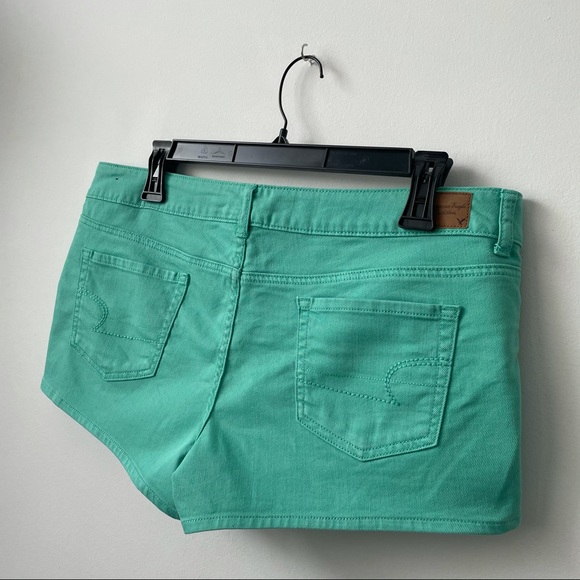 American Eagle Pastel Turquoise Denim Short Shorts - Picture 3 of 12